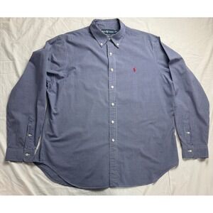 Ralph Lauren Mens Classic Fit Gingham Button Down Shirt Red Pony Logo XL